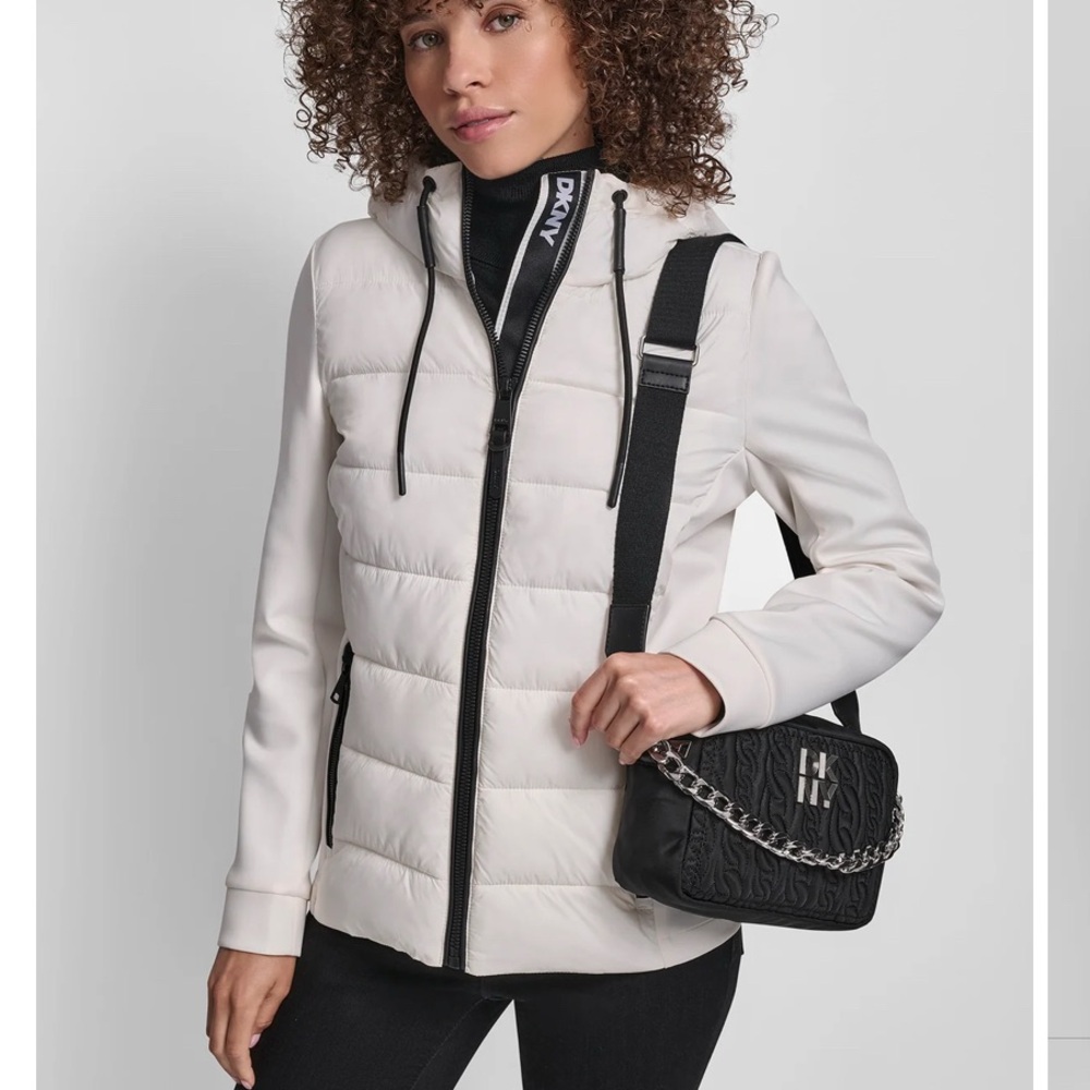 DKNY Women's White Puffer Jacket